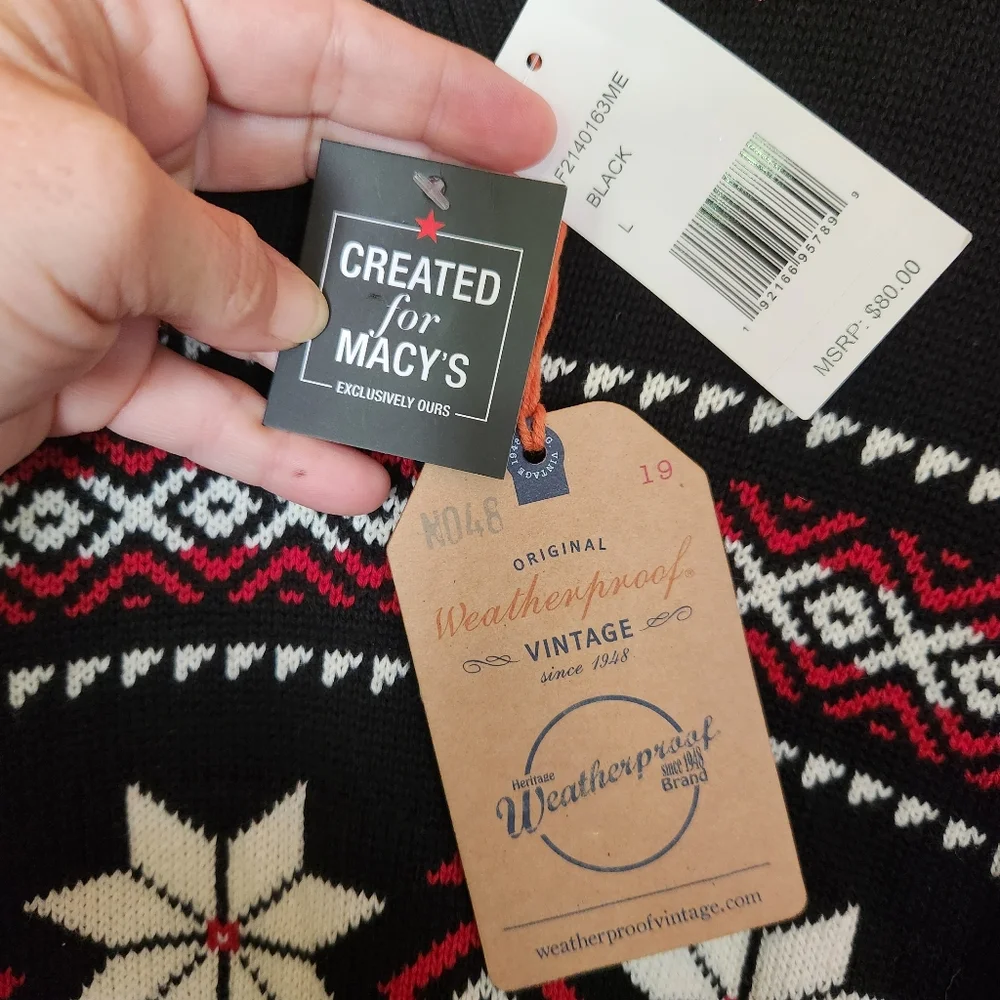 Weatherproof 💙 Vintage NWT The Holiday Sweater Snowflake Fair Isle Crew‎ Knit L